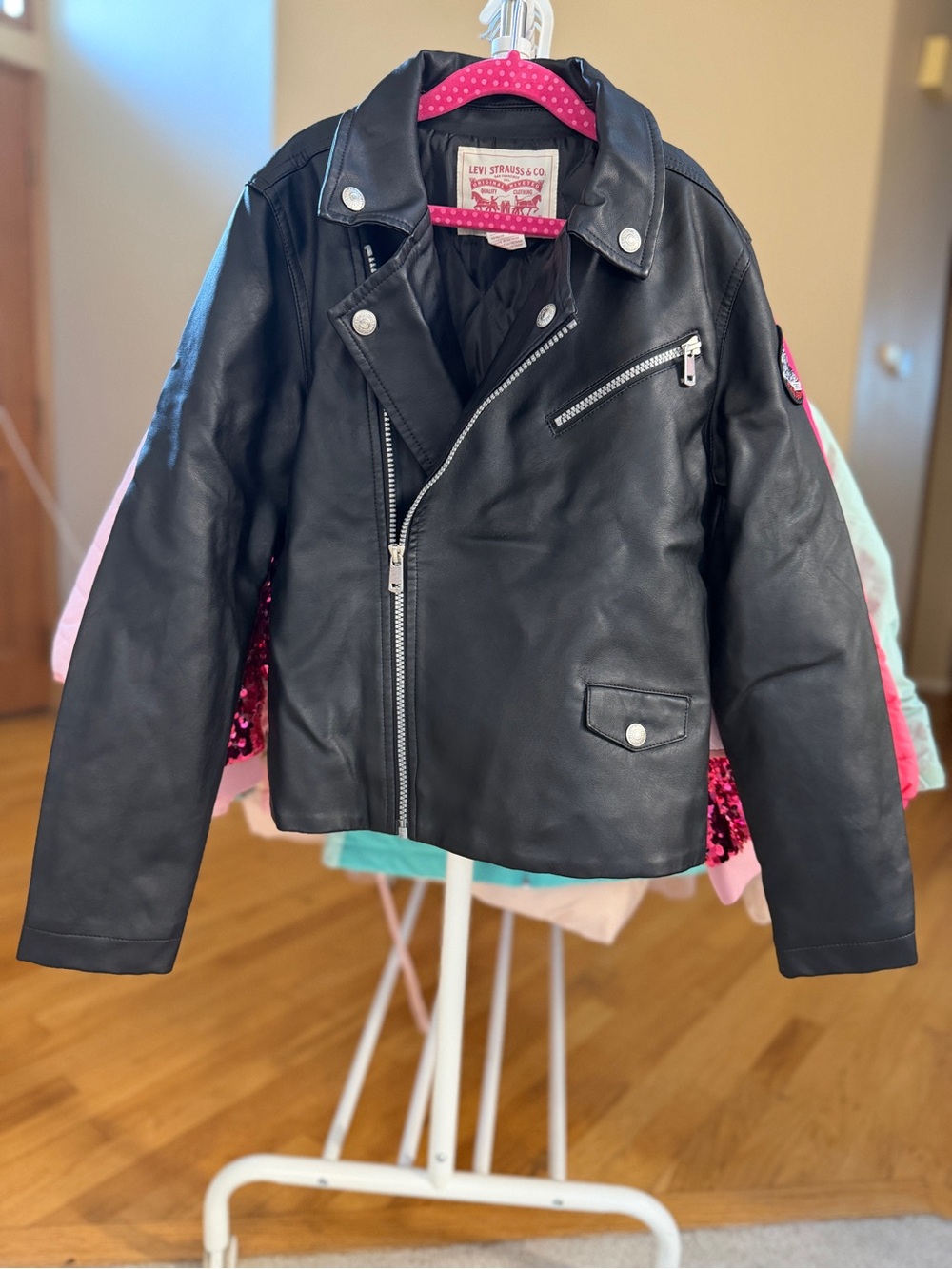 Levi's Girls' Black Faux Leather Moto Jacket 10-12Y
